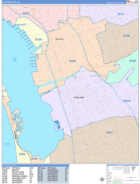 National City Wall Map